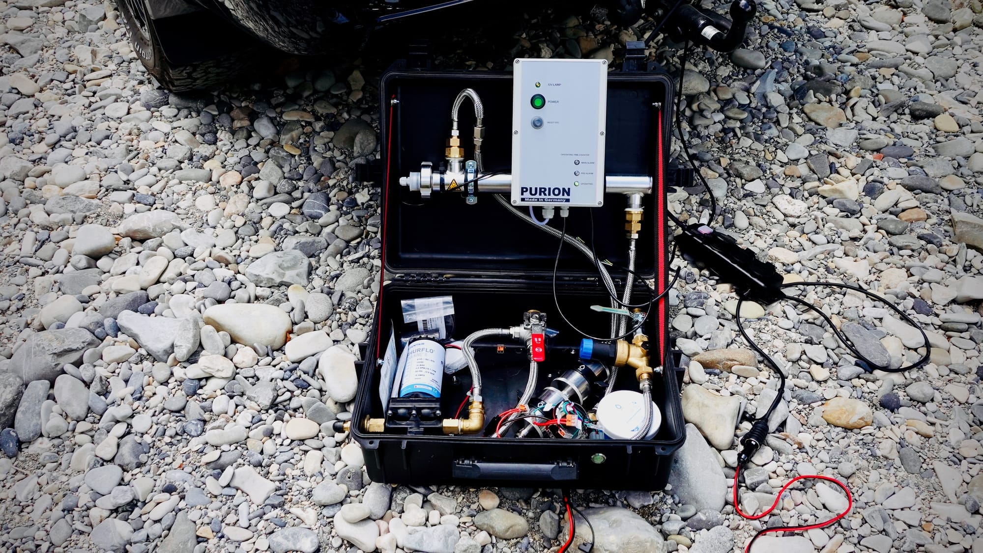 Image of a multi-stage water filtration case for overlanders.