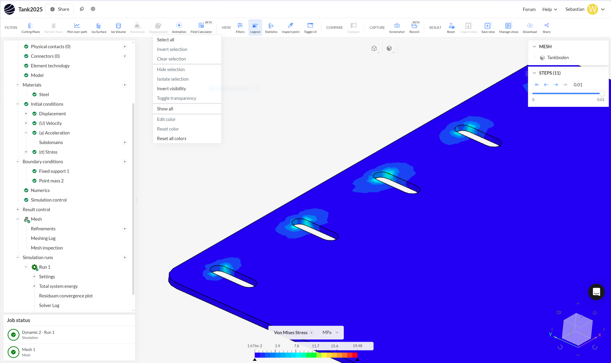Screenshot of a FEM Simulation