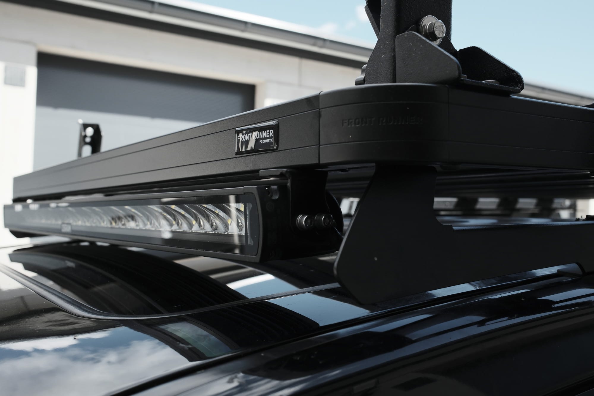 Roof rack fully assembled, with the front crossbar replaced
